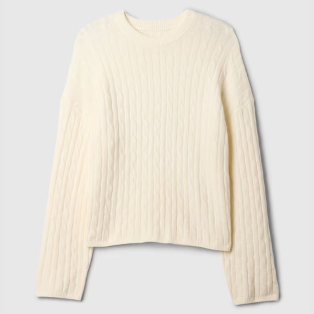 GAP Cream CashSoft Cable Knit Jumper