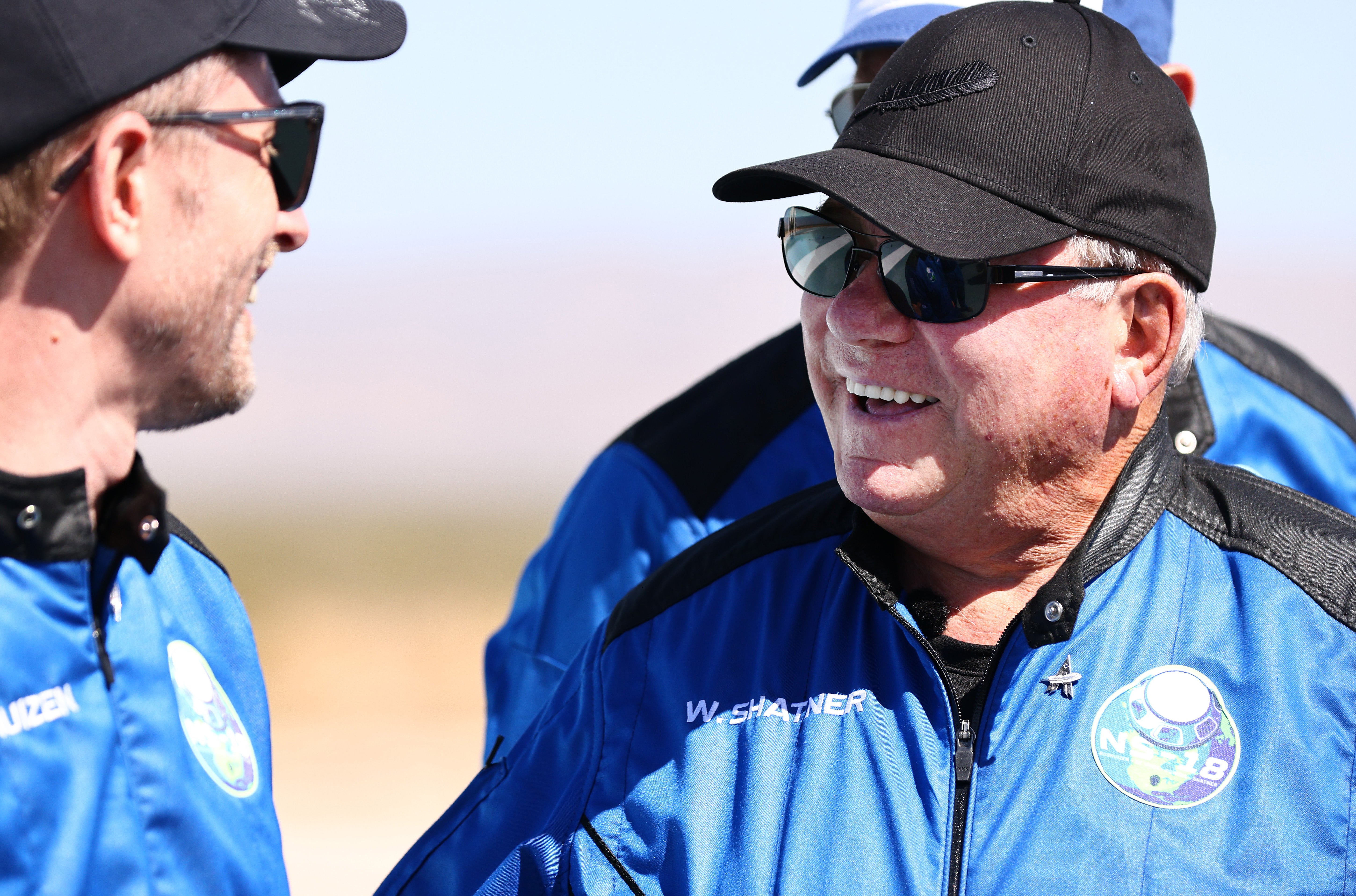 ‘Star Trek’ actor William Shatner, right, smiles as Planet Labs co-founder Chris Boshuizen looks on after their October 2021 flight. Shatner later said that his trip had filled him with grief