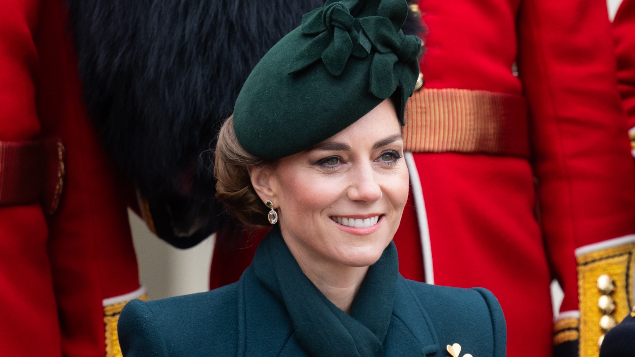Catherine, Princess of Wales attends the 2025 Irish Guard's St. Patrick's Day Parade at Wellington Barracks on March 17, 2025