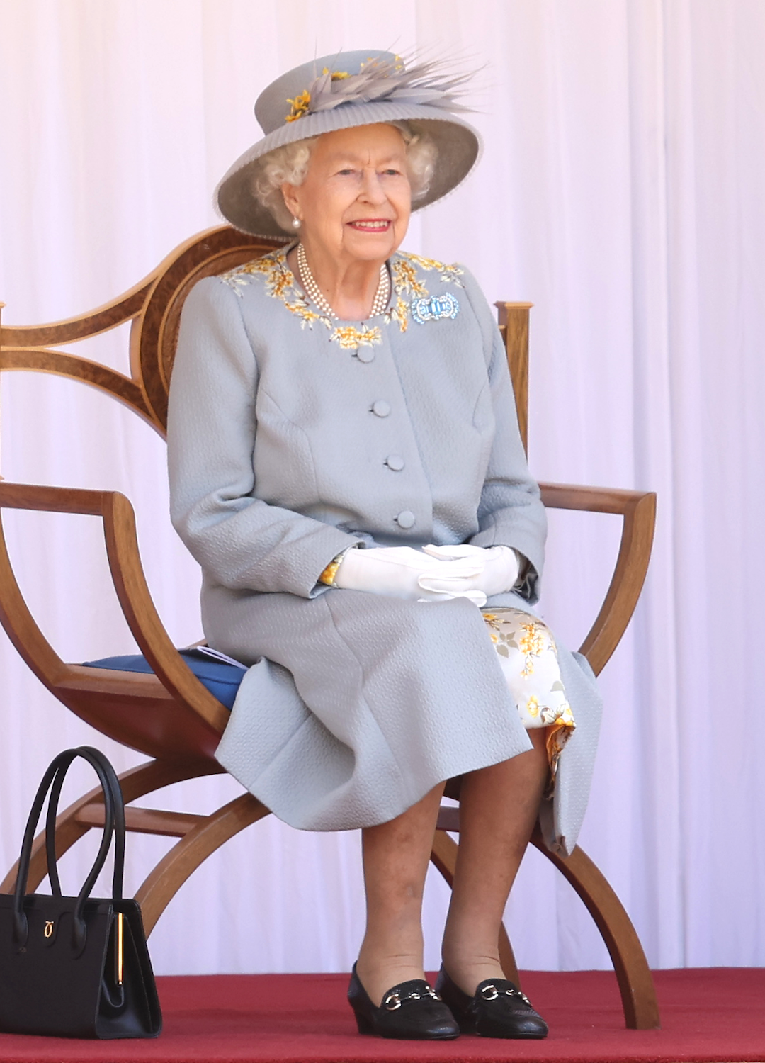 Queen Elizabeth II attends a military ceremony in the Quadrangle of Windsor Castle to mark her Official Birthday on June 12, 2021 in Windsor, England