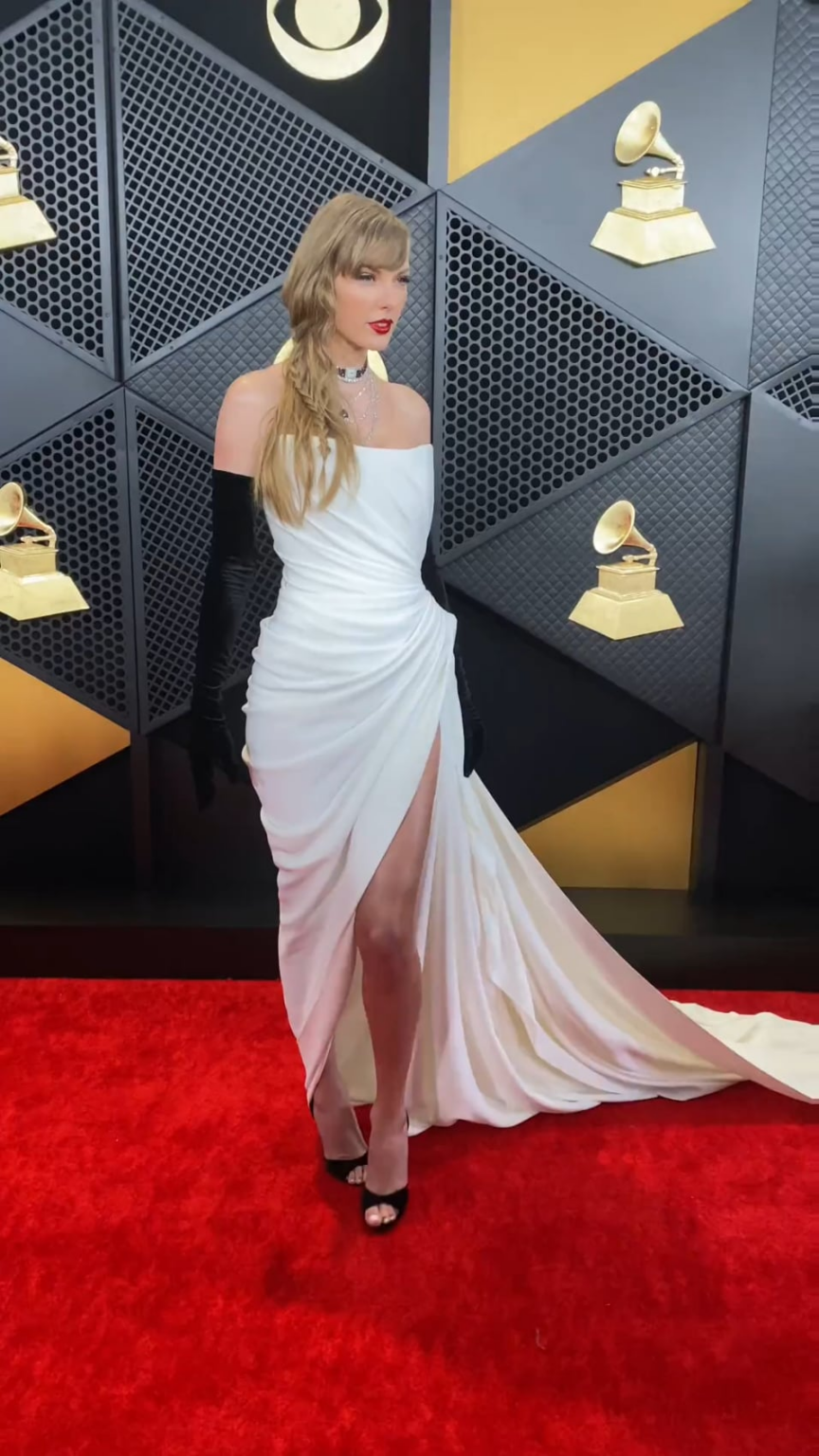 Taylor Swift attending the 2024 Grammys, 2/4/24