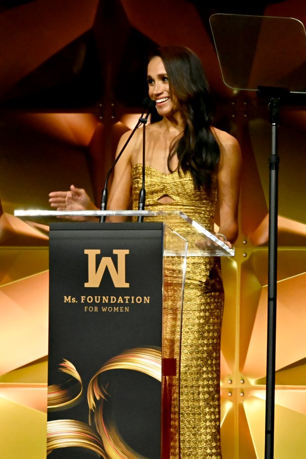 NEW YORK, NEW YORK - MAY 16: Woman of Vision Meghan, The Duchess of Sussex speaks onstage during the Ms. Foundation Women of Vision Awards: Celebrating Generations of Progress & Power at Ziegfeld Ballroom on May 16, 2023 in New York City. (Photo by Astrid Stawiarz/Getty Images Ms. Foundation for Women)