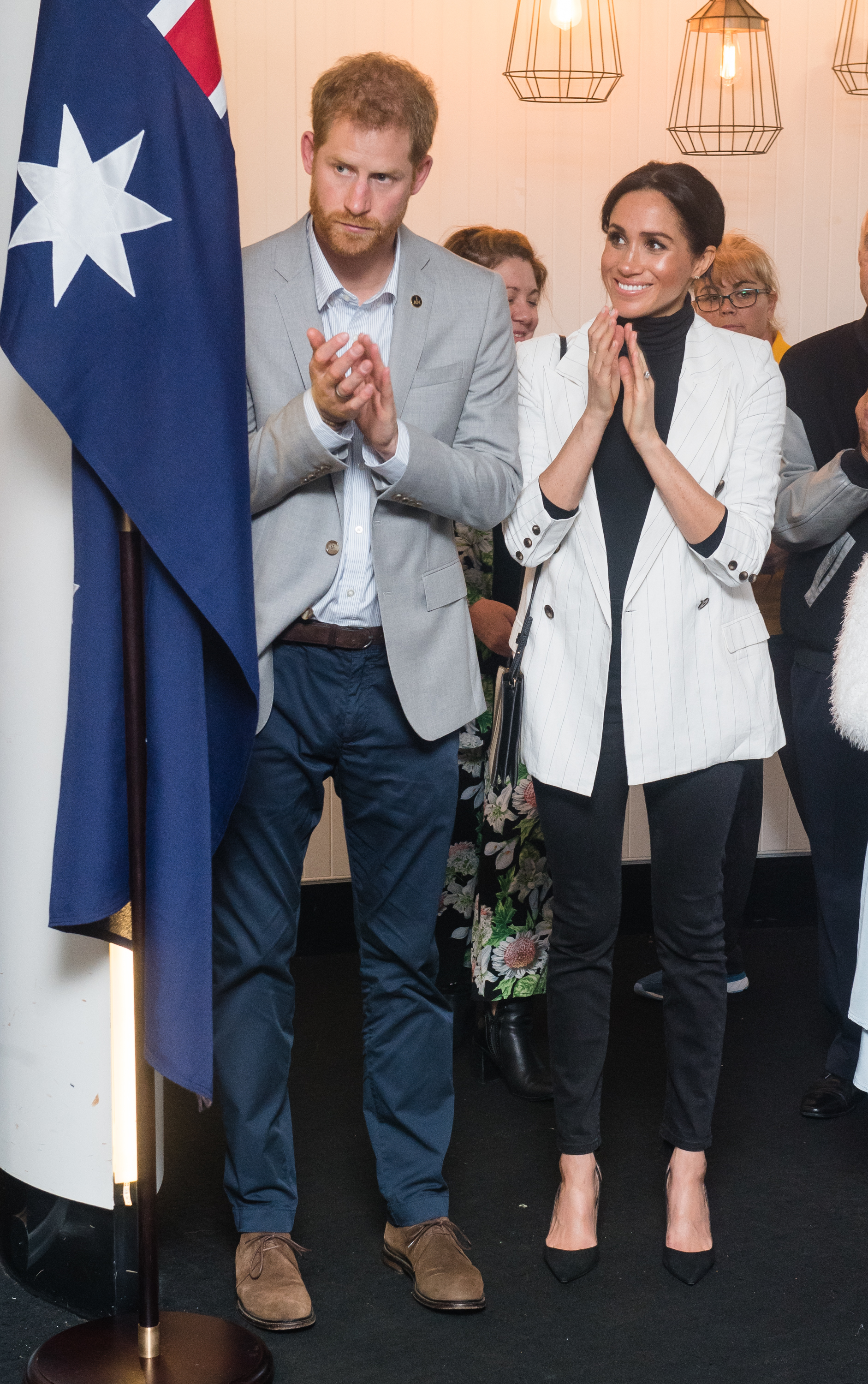 Meghan Markle wearing black skinny jeans on October 21, 2018 in Sydney, Australia