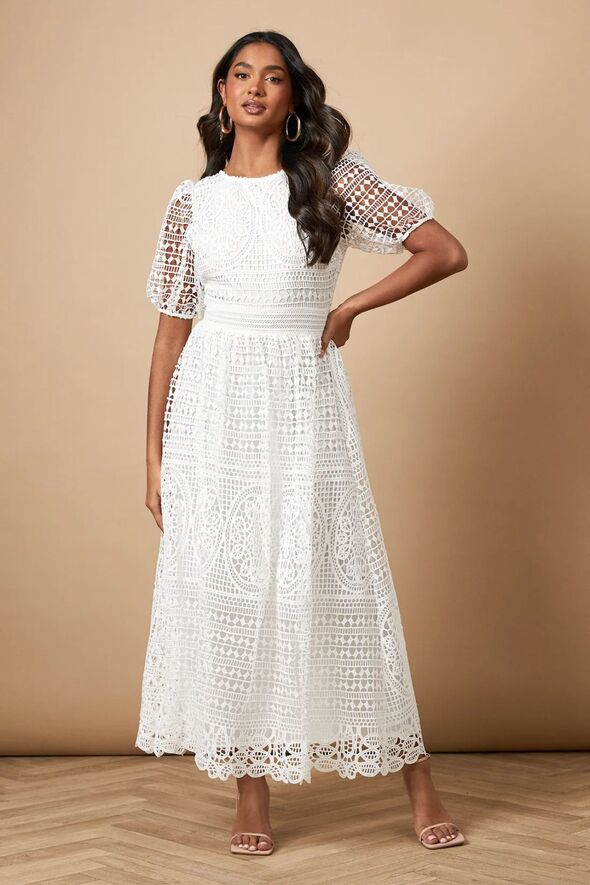 Oasis Lace Puff Sleeve Midaxi Dress Oasis Lace Puff Sleeve Midaxi Dress