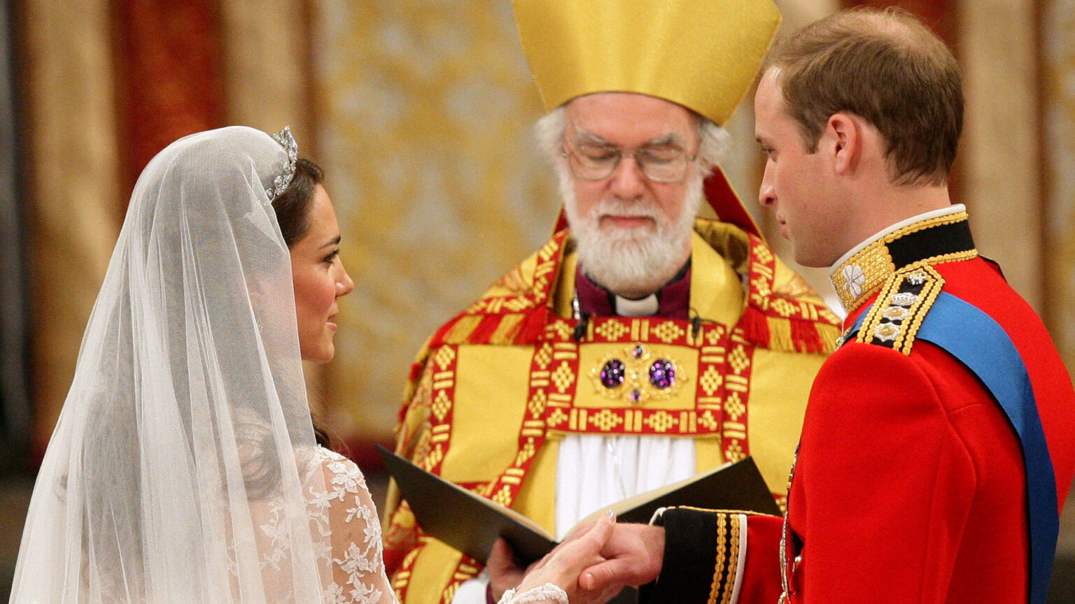 Kate Middleton and Prince William exchanging vows at their wedding