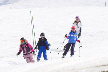 Behind the ski instructor, Louis and Charlotte. Kate brings up the rear.