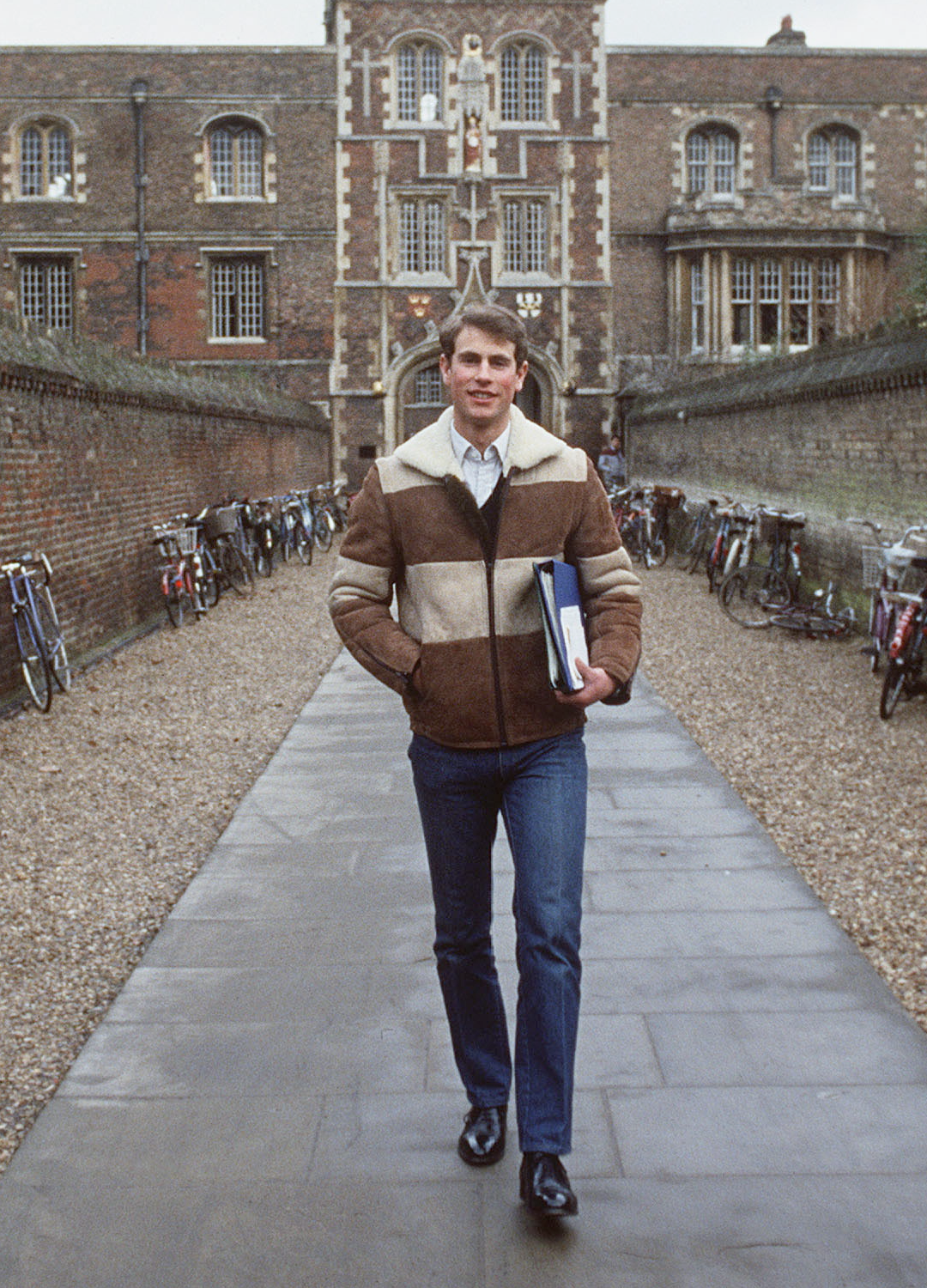 Prince Edward at Cambridge University. Session pictures to mark his 21st birthday in 1985