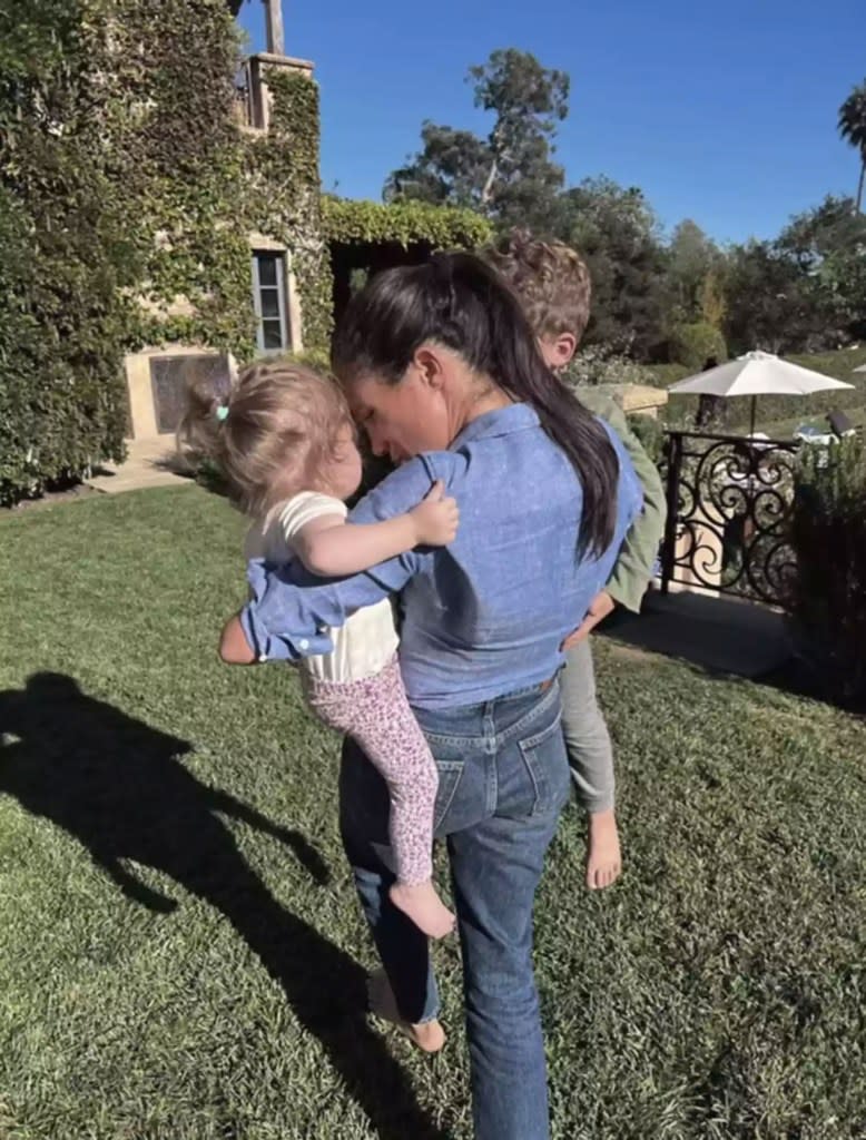 Meghan Markle with her two kids. Netflix