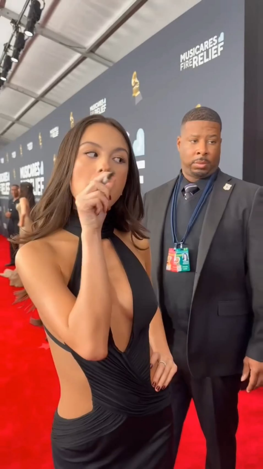 Olivia Rodrigo on the Red Carpet at the 2025 Grammys, 2/2/25