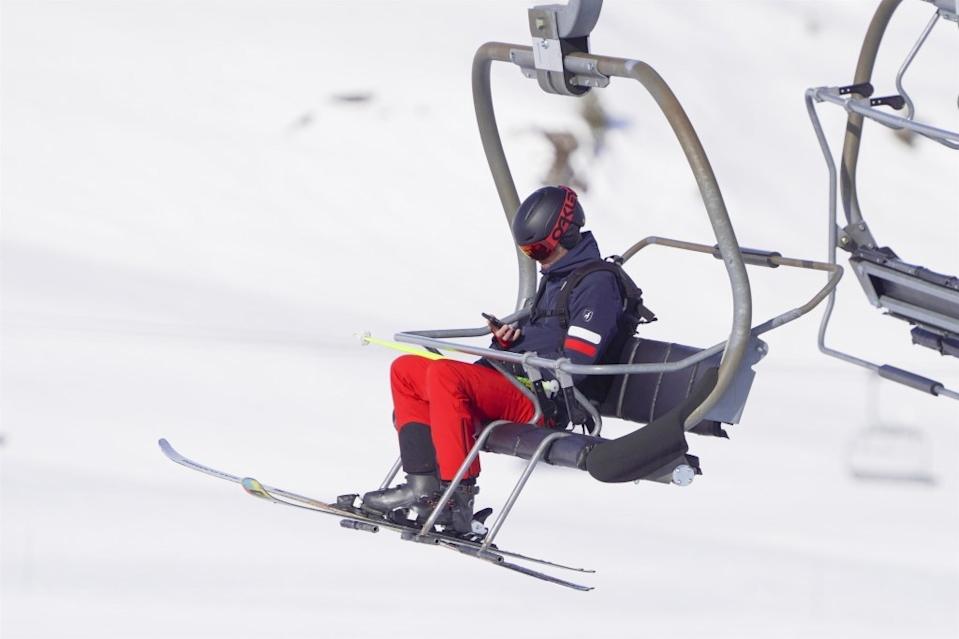 The heir to the throne was seen riding the chair lift. BACKGRID