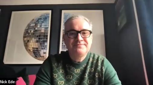 Nick Ede in a video call.