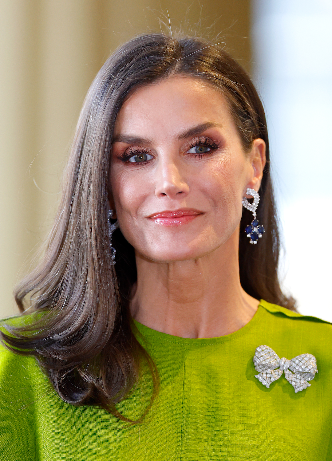 Queen Letizia of Spain attends a reception at Buckingham Palace for overseas guests ahead of the Coronation of King Charles III and Queen Camilla on May 5, 2023 in London, England