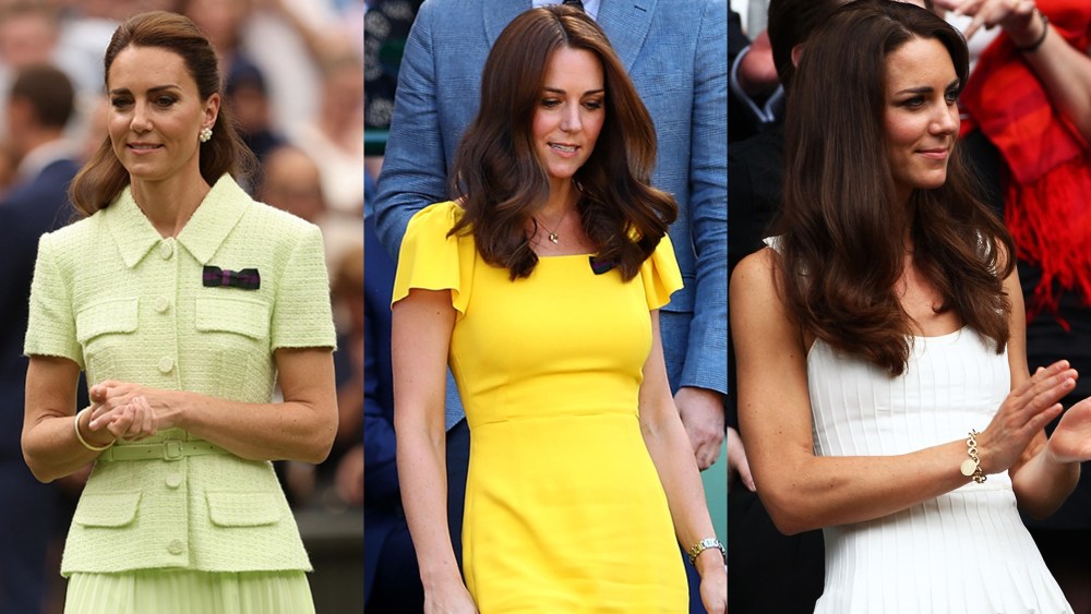 Kate Middleton attends Wimbledon in 2023 (L), 2018 (C) and 2011 (R).