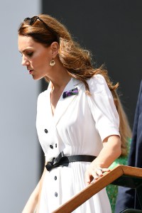 LONDON, ENGLAND - JULY 02: Catherine, Duchess of Cambridge attend Day two of The Championships - Wimbledon 2019 at All England Lawn Tennis and Croquet Club on July 02, 2019 in London, England. (Photo by Mike Hewitt/Getty Images)