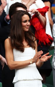 LONDON, ENGLAND - JUNE 27:  Catherine, Duchess of Cambridge attends the fourth round match between Tsvetana Pironkova of Bulgaria and Venus Williams of the United States on Day Seven of the Wimbledon Lawn Tennis Championships at the All England Lawn Tennis and Croquet Club on June 27, 2011 in London, England.  (Photo by Clive Brunskill/Getty Images)