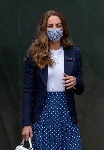 LONDON, ENGLAND - JULY 02: HRH Catherine, The Duchess of Cambridge, Patron of the All England Lawn Tennis Club, on her official visit during Day Five of The Championships - Wimbledon 2021 at All England Lawn Tennis and Croquet Club on July 02, 2021 in London, England. (Photo by AELTC/Joe Toth - Pool/Getty Images)