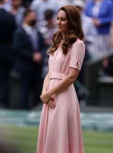 LONDON, ENGLAND - JULY 11: HRH Catherine, Duchess of Cambridge looks on after the men's Singles Final match between Novak Djokovic of Serbia and Matteo Berrettini of Italy on Day Thirteen of The Championships - Wimbledon 2021 at All England Lawn Tennis and Croquet Club on July 11, 2021 in London, England. (Photo by Steven Paston - Pool/Getty Images)