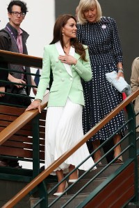 LONDON, ENGLAND - JULY 04: Catherine, Princess of Wales is seen with Deborah Jevans during day two of The Championships Wimbledon 2023 at All England Lawn Tennis and Croquet Club on July 04, 2023 in London, England. (Photo by Julian Finney/Getty Images)