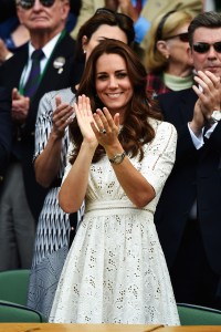 LONDON, ENGLAND - JULY 02:  Catherine, Duchess of Cambridge attends day nine of the Wimbledon Lawn Tennis Championships at the All England Lawn Tennis and Croquet Club  at Wimbledon on July 2, 2014 in London, England.  (Photo by Pool/Getty Images)