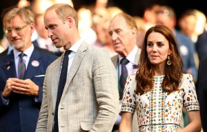 LONDON, ENGLAND - JULY 10:  Prince William, HRH The Duke of Cambridge and Catherine, HRH The Duchess of Cambridge watch on as  Heather Watson of Great Britain and Henri Kontinen lift their trophies following victory in the Mixed Doubles Final against Robert Farah of Columbia and Anna-Lena Groenefeld of Germany on day thirteen of the Wimbledon Lawn Tennis Championships at the All England Lawn Tennis and Croquet Club on July 10, 2016 in London, England.  (Photo by Julian Finney/Getty Images)