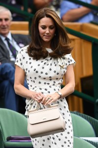 LONDON, ENGLAND - JULY 14:  Catherine, Duchess of Cambridge attends day twelve of the Wimbledon Lawn Tennis Championships at All England Lawn Tennis and Croquet Club on July 14, 2018 in London, England.  (Photo by Clive Mason/Getty Images)
