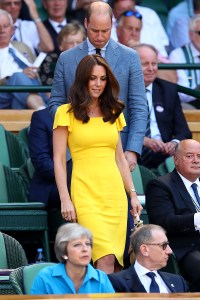 LONDON, ENGLAND - JULY 15:  Catherine, Duchess of Cambridge and Prince William, Duke of Cambridge attend the Men's Singles final on day thirteen of the Wimbledon Lawn Tennis Championships at All England Lawn Tennis and Croquet Club on July 15, 2018 in London, England.  (Photo by Clive Brunskill/Getty Images)