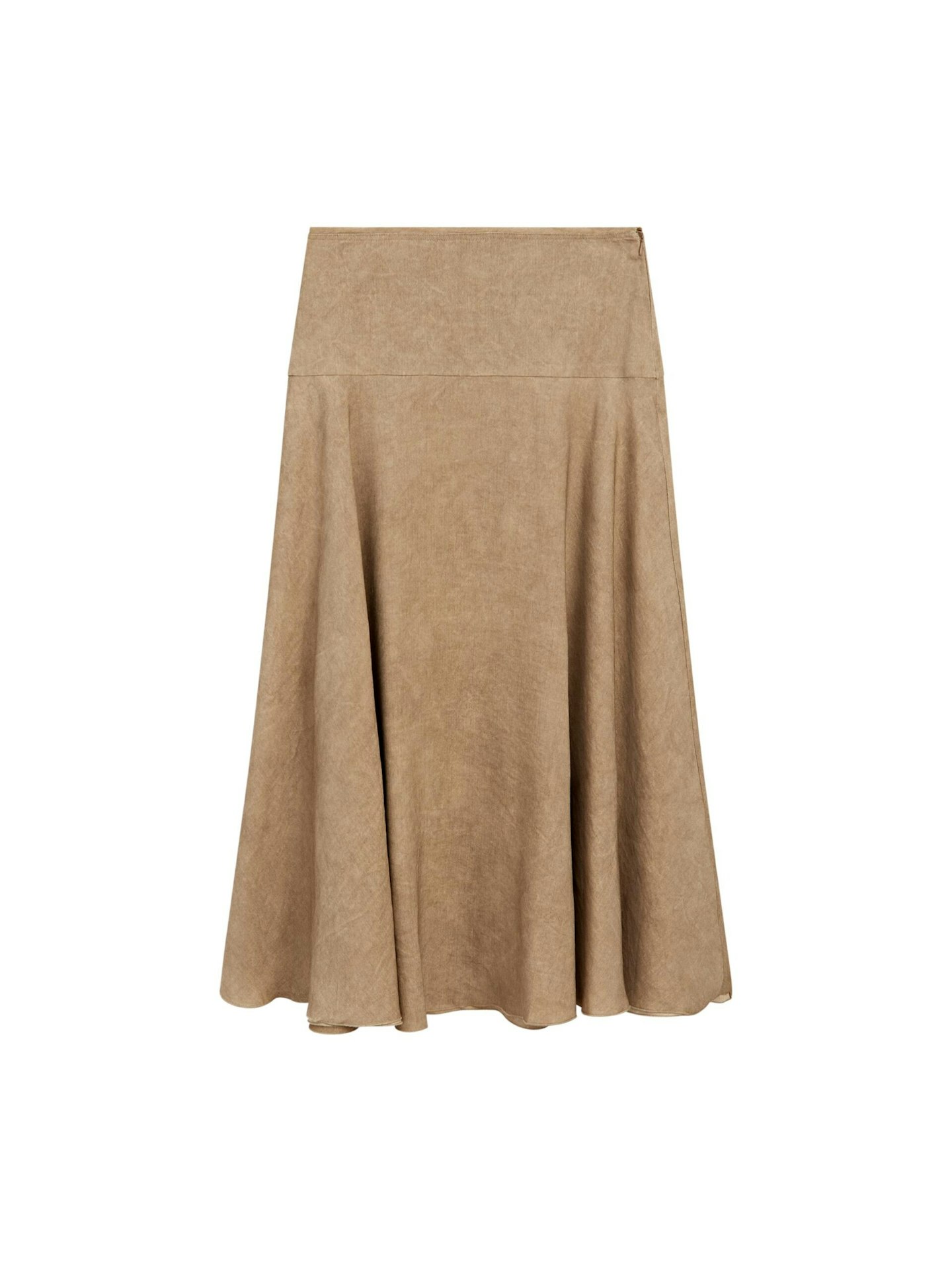 Massimo Dutti Linen-Blend Midi Skirt With Flounce