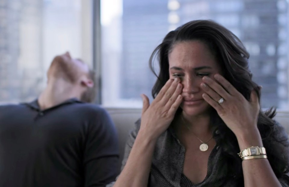 Meghan Markle crying in a Netflix documentary.