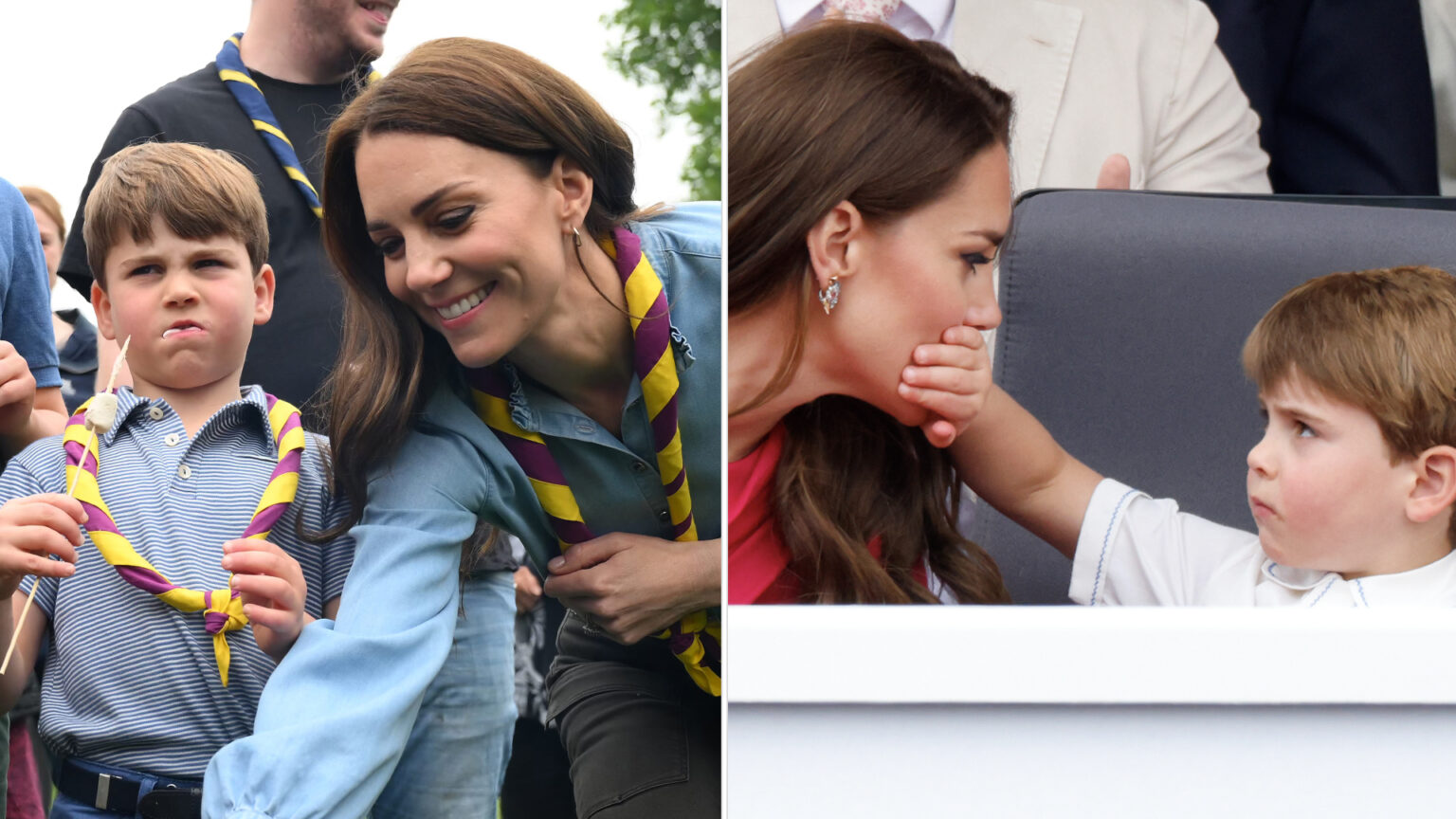 Prince Louis eats too many marshmallows and puts his hand over mom Kate Middleton's mouth