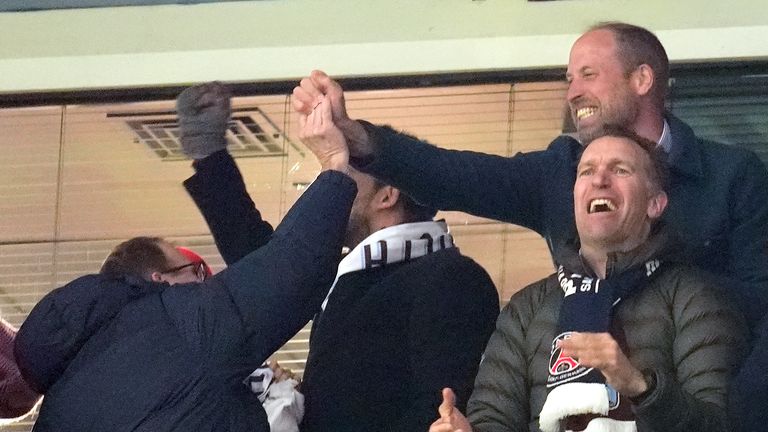 Prince William celebrates as Villa bravely fought to overcome a deficit against PSG.
Pic: PA
