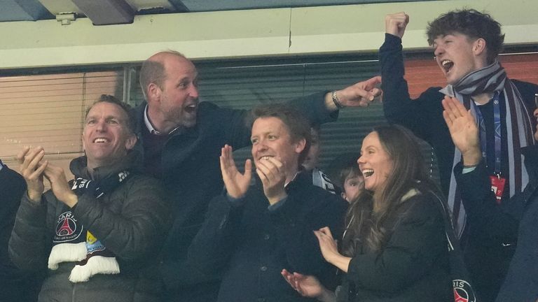 The Prince of Wales celebrates one of Aston Villa's goals on Tuesday evening.
Pic: PA