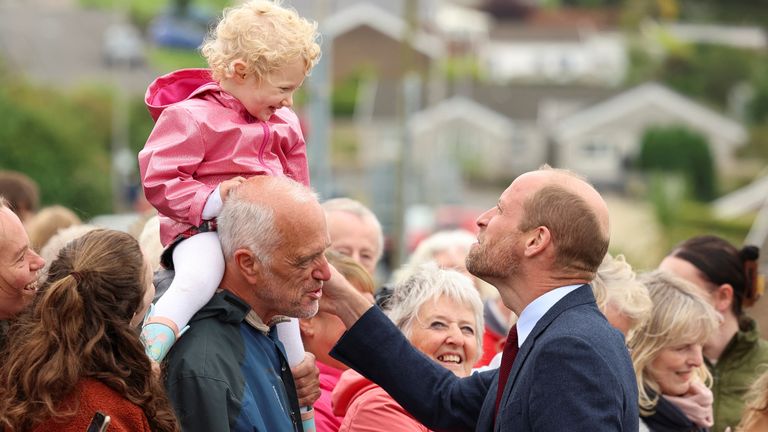 The Prince of Wales meets members of the public after a visit to Swiss Valley Community Primary School in Llanelli, Carmarthenshire, to meet pupils who took part in the 2024 Urdd Eisteddfod. Picture date: Tuesday September 10, 2024.