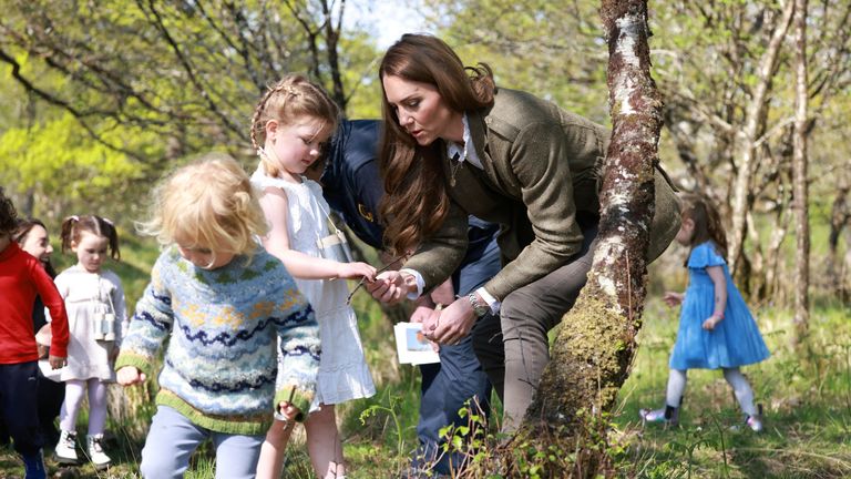 The Princess of Wales during her visit to the Ardura Community Forest.
Pic: Reuters