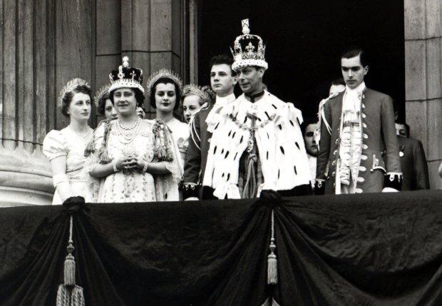 Britain’s Queen Elizabeth, second from left, and King George VI,...