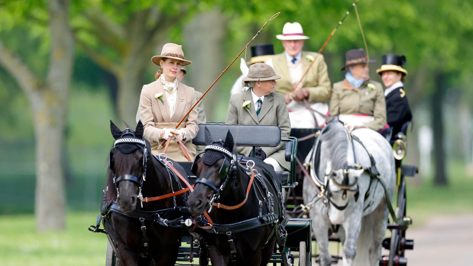 Lady Louise Windsor takes part in the 'Pol Roger Meet of The British Driving Society' on day 4 of the 2023 Royal Windsor Horse Show in Home Park, Windsor Castle on May 14, 2023 in Windsor, England