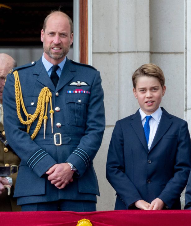 Prince George and Prince William at Buckingham Palace for the 80th anniversary of VE Day