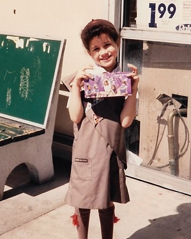 Meghan has previously shared images of herself as a child, including this one of her selling cookies