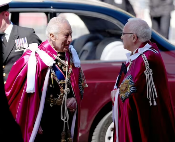 King Charles arriving at Westminster Abbey this morning