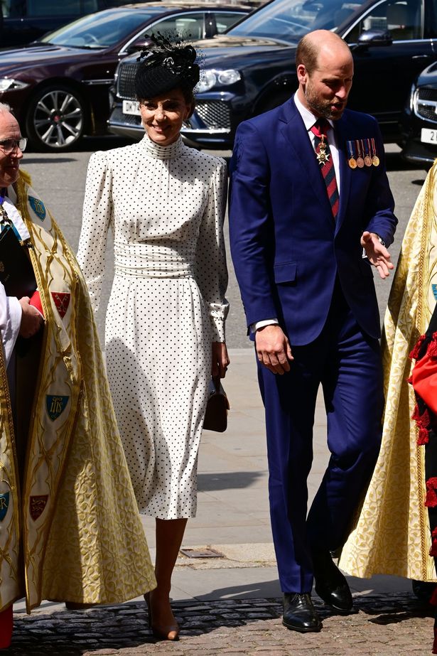 Catherine Princess of Wales and Prince William arrive at Westminster Abbey for the 80th Anniversary of VE Day Service of Thanksgiving