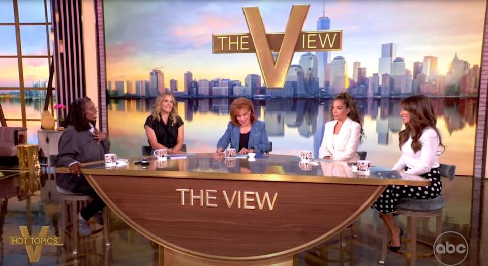 Whoopi Goldberg, Sara Haines, Joy Behar, Sunny Hostin and Alyssa Farah Griffin on “The View.” ABC