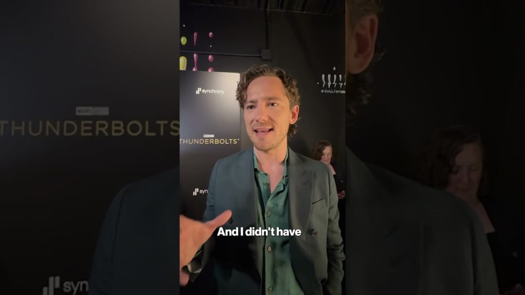 Lewis Pullman on connecting with his Thunderbolts character at premiere red carpet #shorts Lewis Pullman on connecting with his Thunderbolts character at premiere red carpet #shorts