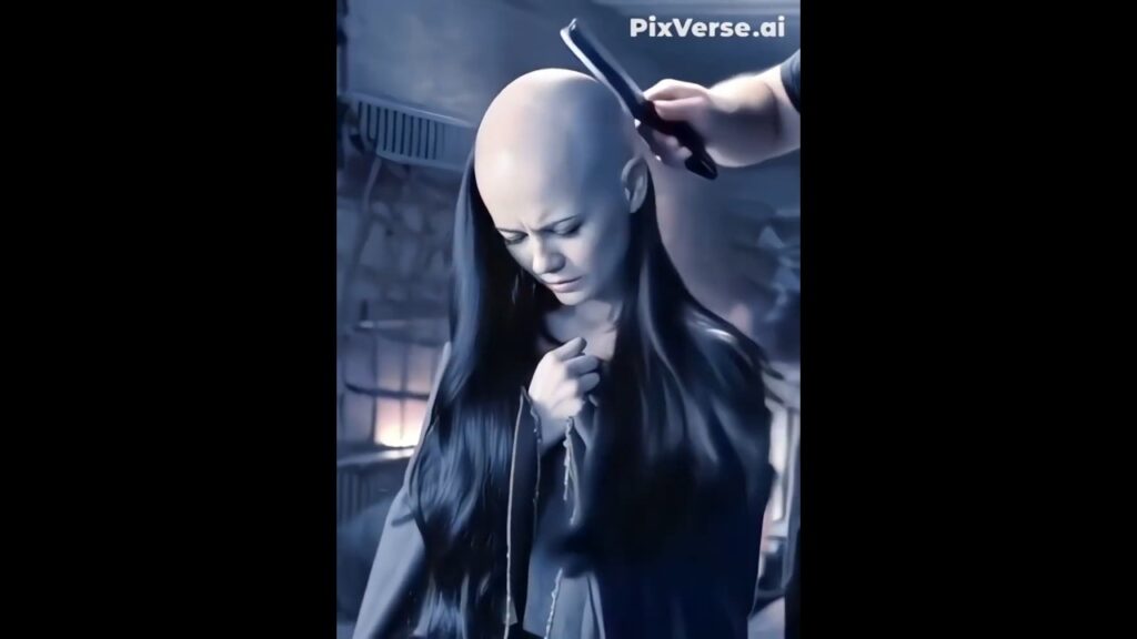 KATE BECKINSALE - UNDERWORLD - BALD HEADSHAVE - HAIRCUT - MOTTAI - GUNDU (Made using AI) (Requested)
