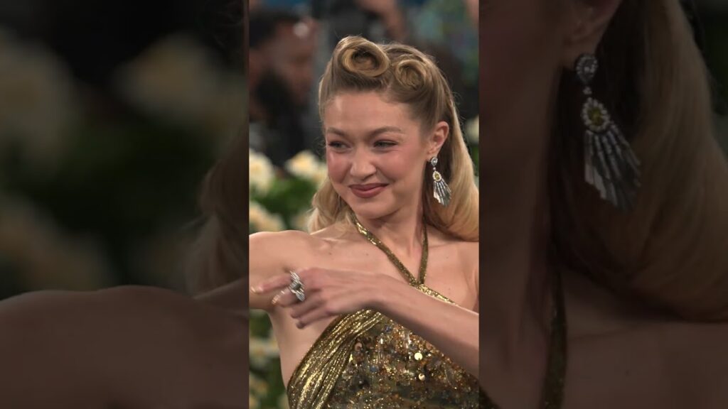Gigi Hadid re-creates golden Josephine Baker look on Met Gala 2025 red carpet #shorts Gigi Hadid re-creates golden Josephine Baker look on Met Gala 2025 red carpet #shorts
