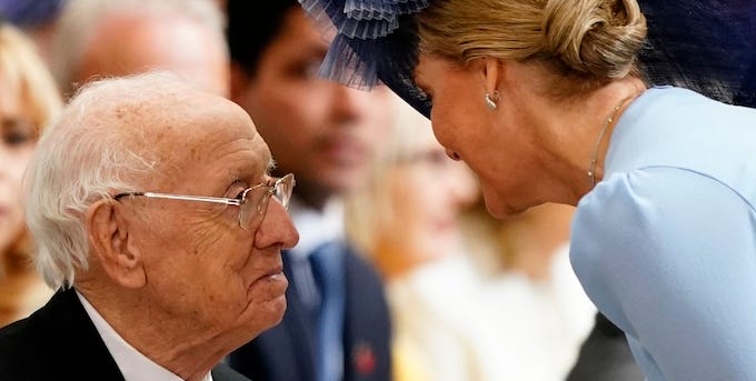 Duchess of Edinburgh shares emotional moment with veteran as she leads VE Day tribute with Princess of Wales Duchess of Edinburgh shares emotional moment with veteran as she leads VE Day tribute with Princess of Wales