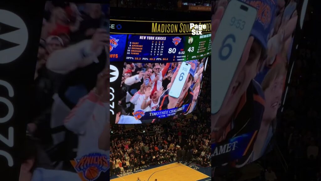 Loudest noise of Knicks vs Celtics Game 6: Timothée Chalamet making an appearance on the Jumbotron