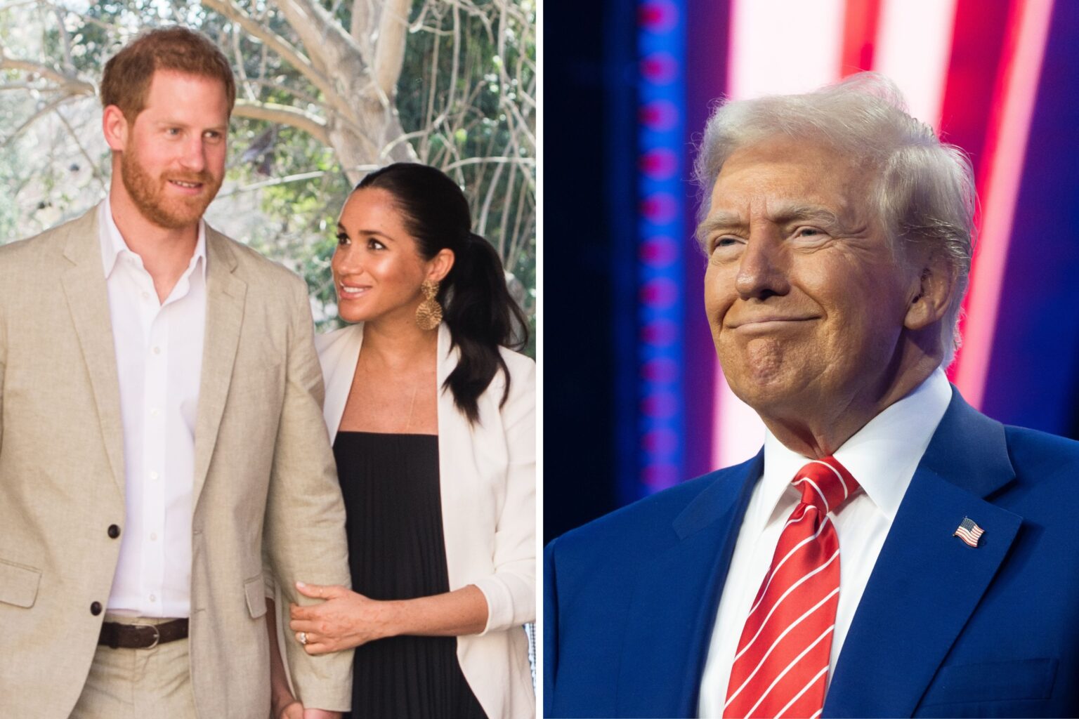 Donald Trump May ‘Target’ Harry and Meghan After Statement Donald Trump Alongside Harry and Meghan