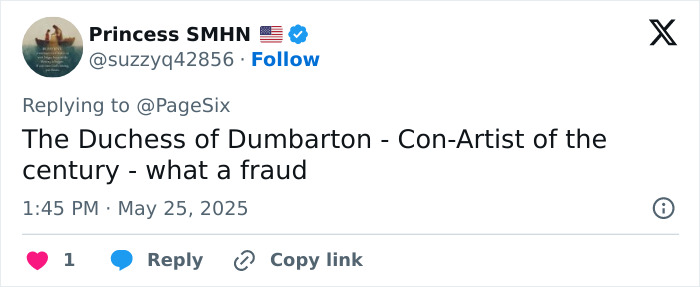 Tweet criticizing the Duchess of Dumbarton as a fraud amid Meghan Markle Vogue cover diva demands controversy. Tweet criticizing the Duchess of Dumbarton as a fraud amid Meghan Markle Vogue cover diva demands controversy.