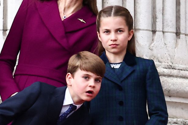 Prince Louis is pictured with Princess Charlotte and the rest of his family on the Buckingham Palace balcony for the anniversary of VE Day celebrations