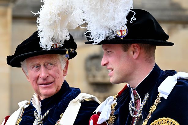 Prince Charles, Prince of Wales and Prince William, Duke of Cambridge attend The Order of The Garter service at St George's Chapel, Windsor Castle on June 13, 2022