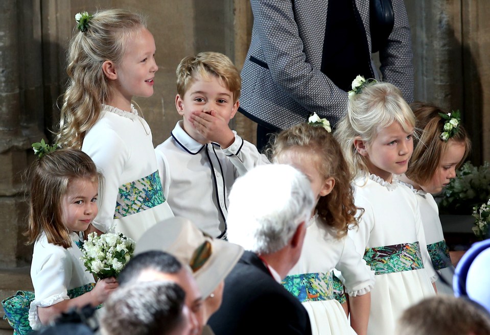 Young bridesmaids and page boys at a royal wedding.